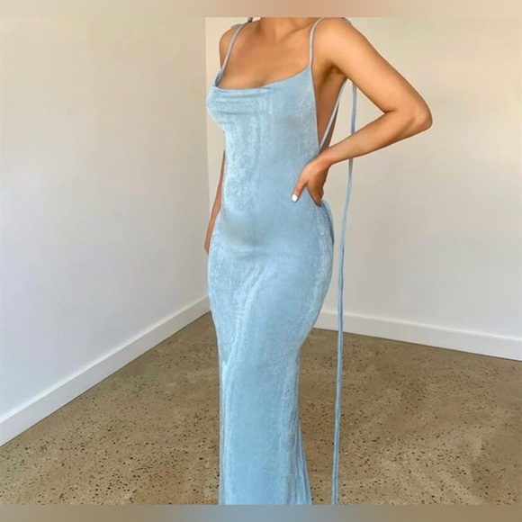 NWOT Draped Backless Bodycon Club Maxi Dress Size Medium - Picture 5 of 7